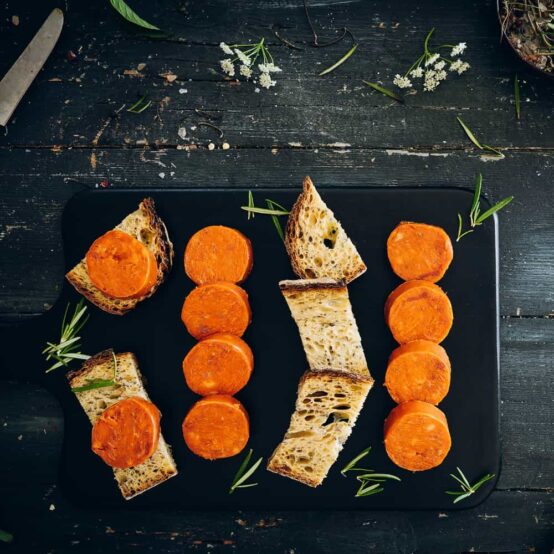 Sobrasada with bread in cutting-board